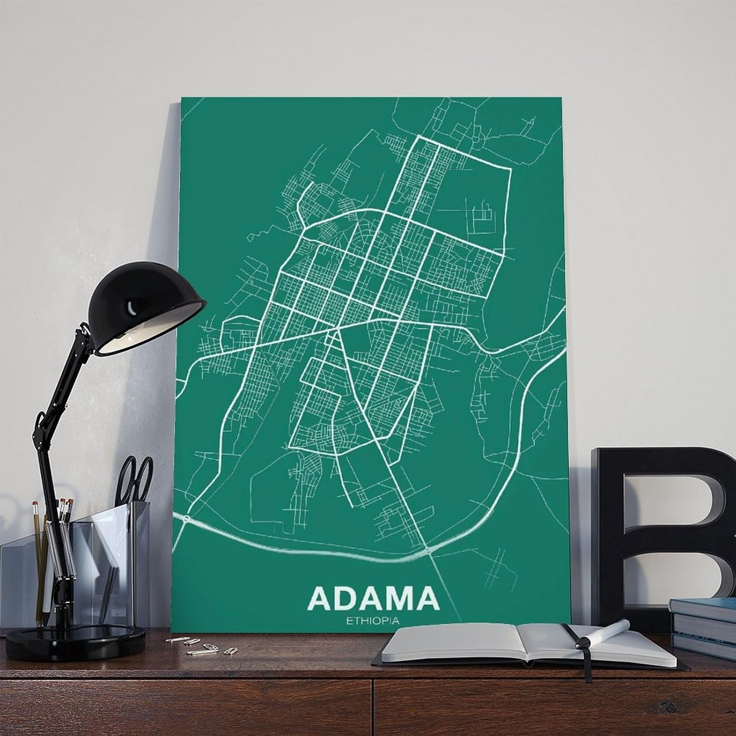 Ethiopia Map Poster Colorful Hometown Cities Print Poster Wall Art Decor Print Picture Paintings for Living Room Bedroom DecorationFrame 20x30inch