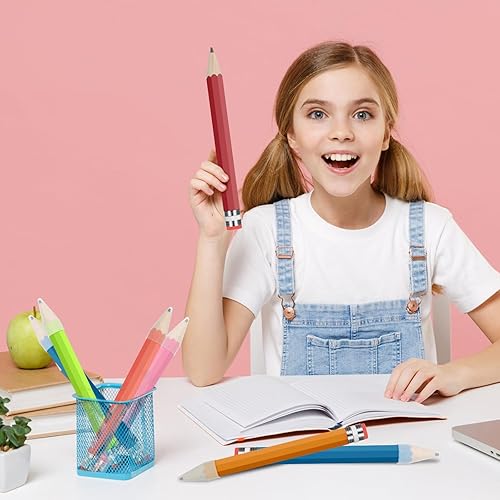 Miniatura 4 de 15 lápices de madera jumbo para utilería  regalos  decoración, lápices grandes de madera de 13.4 pulgadas, lápices gigantes de madera, lápices