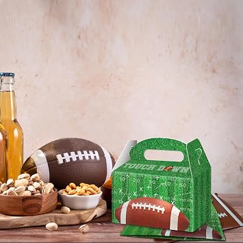 KALEFO Super Football Bowl Party Treat Boxes Touch Down Favor Box Decorations Sports Theme Rugby Snack Themed Supplies(12Pcs