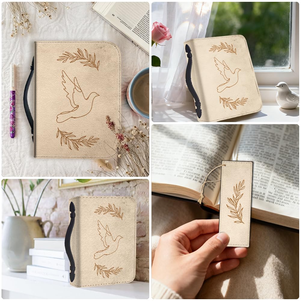 Taube - Étui de transport en cuir synthétique avec marque-page - Avec poignée et fermeture éclair - Cadeau chrétien pour l'église - 28,4 x 20,3 x 5,8 cm