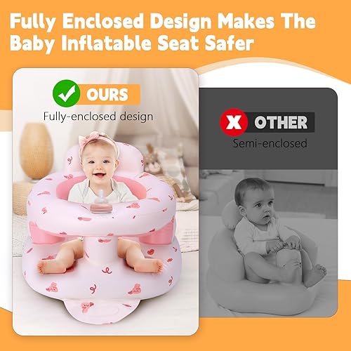 Miniatura 3 de Asiento inflable para bebés de 3 meses en adelante, asiento inflable de apoyo para bebé para sentarse, silla de piso para bebé con bomba de aire