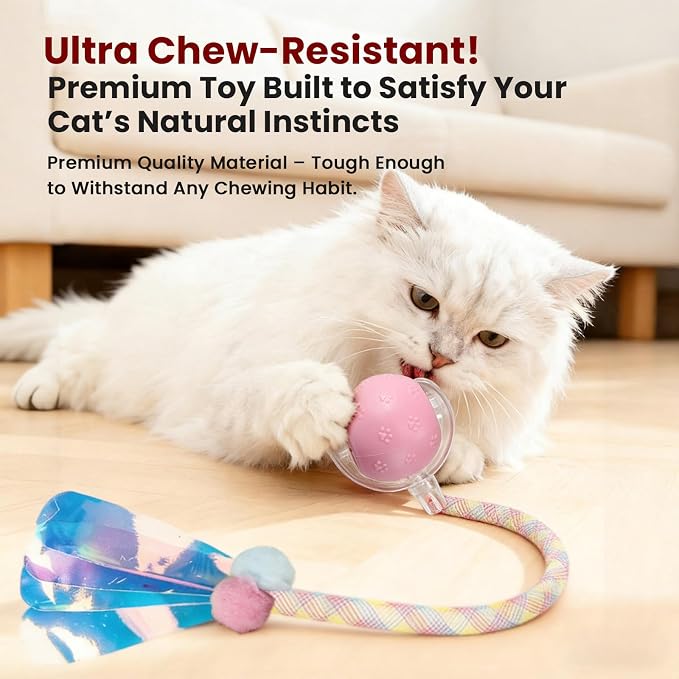 Juguete interactivo bola para gatos Rocfish rosa miniatura 5