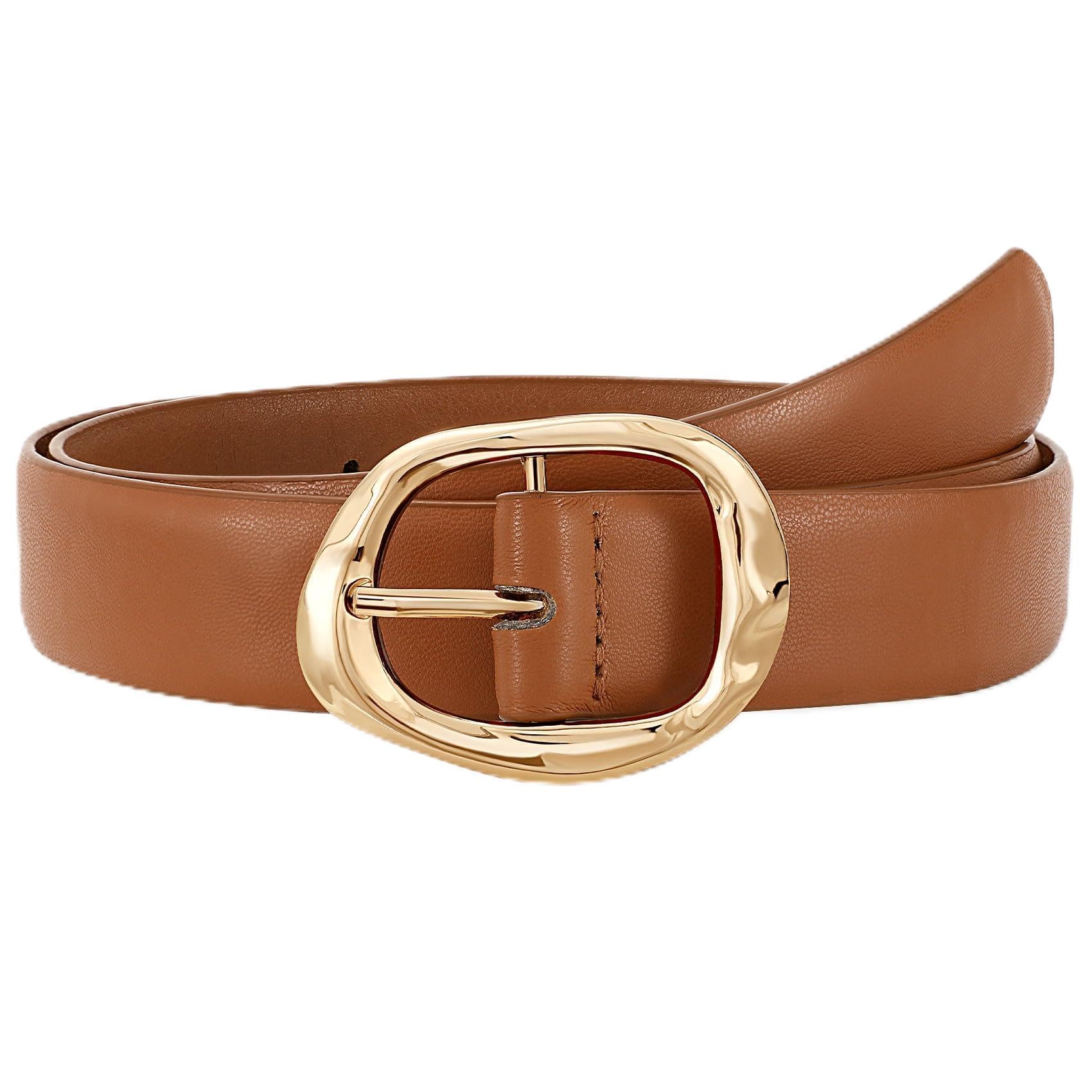 JASGOODWomen Leather Belt for Jeans Pants Ladies Casual Waist Belt Fashion Women Belt with Gold BuckleGlobal Recycled StandardGlobal Recycled StandardGlobal Recycled Standard