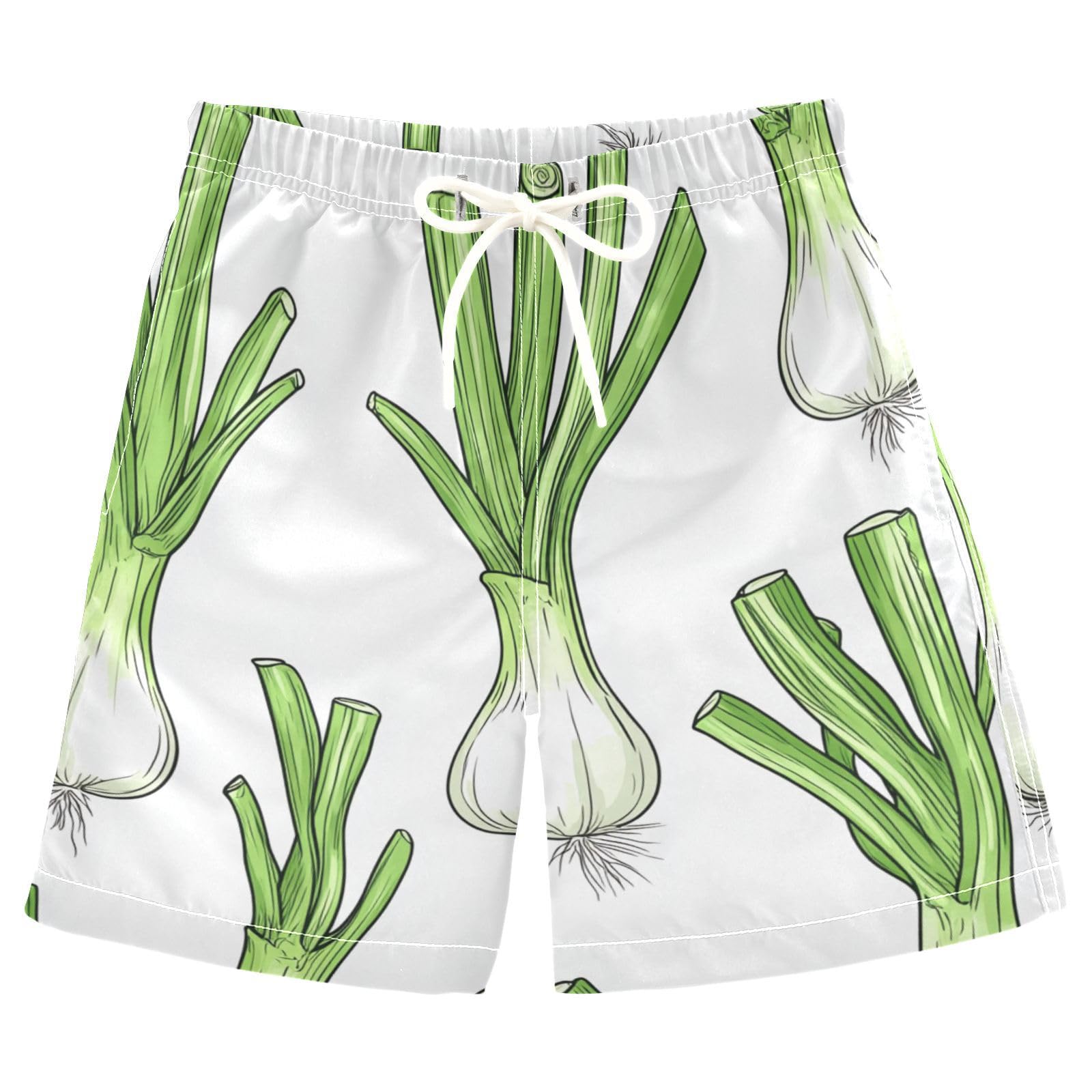 Jucciaco Boys Beach Board Shorts Vegetable Food Green Swim Trunk Teen Swimwear