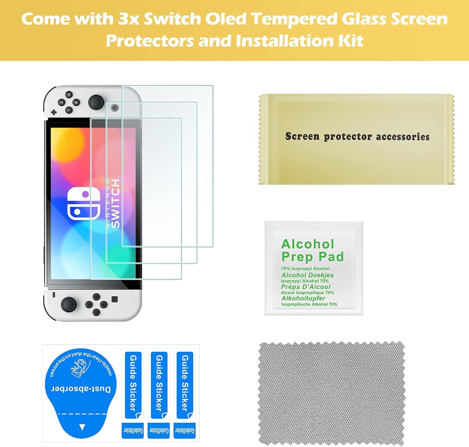 ProCase 3-Pack Screen Protector for Nintendo Switch OLED 2021 with Carrying Case