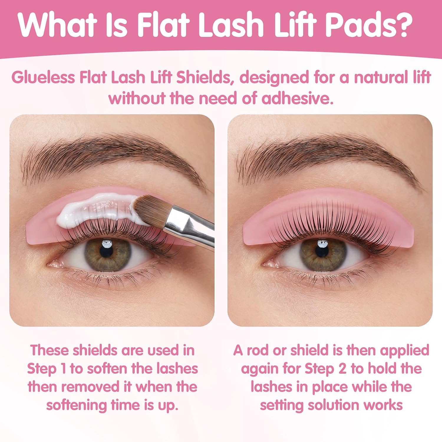 Amabro 8Pcs Lash Lift Shields Flat with Case, 1mm Ultra Thin Rose Korean Silicone Lash Lift Pads Self Adhesive Glueless Reusable Eyelash Lifting Rods for Perm Lamination Straightening Salon & Home Use