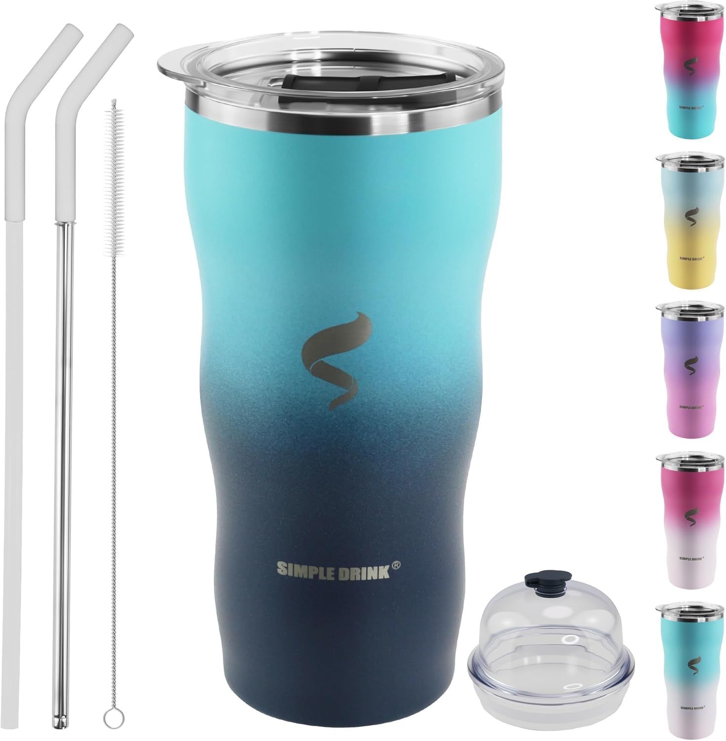20Oz Insulated Tumbler With Straw And Lid, Spill Proof Tumbler for Iced Coffee And Hot Beverage, Double Wall Vacuum Travel Mug,Stainless Steel Straws for Tumbler, Green