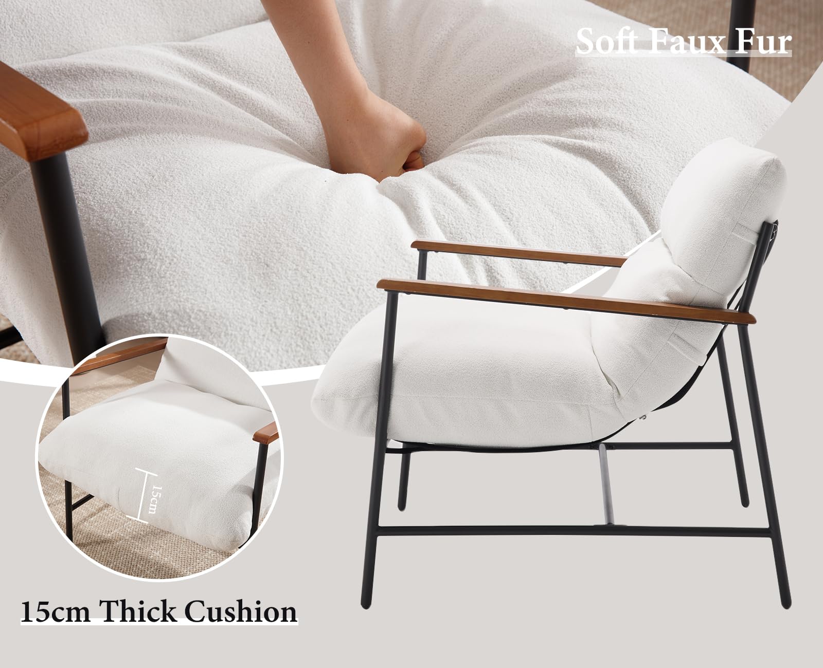 Poltrona Chairus In Pelliccia Sintetica - Design Moderno Con Gambe Dorate - Foto 13