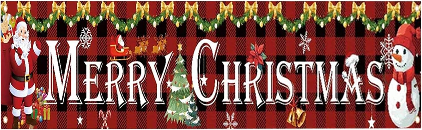 Christmas Banners for Inside,Large Red Plaid Flag – Holiday Garden Signs Christmas Decor,for Indoor Outdoor Yard Patio Porch Winter Garage Front