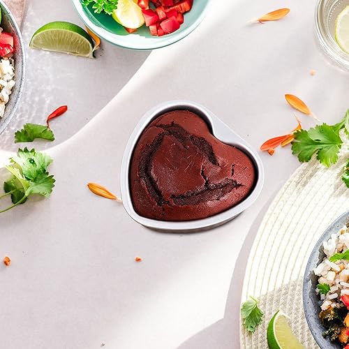 Miniatura 9 de Yardwe Molde de aluminio para hornear con forma de corazón, molde antiadherente para hornear en forma de corazón, 2 unidades, 6 pulgadas