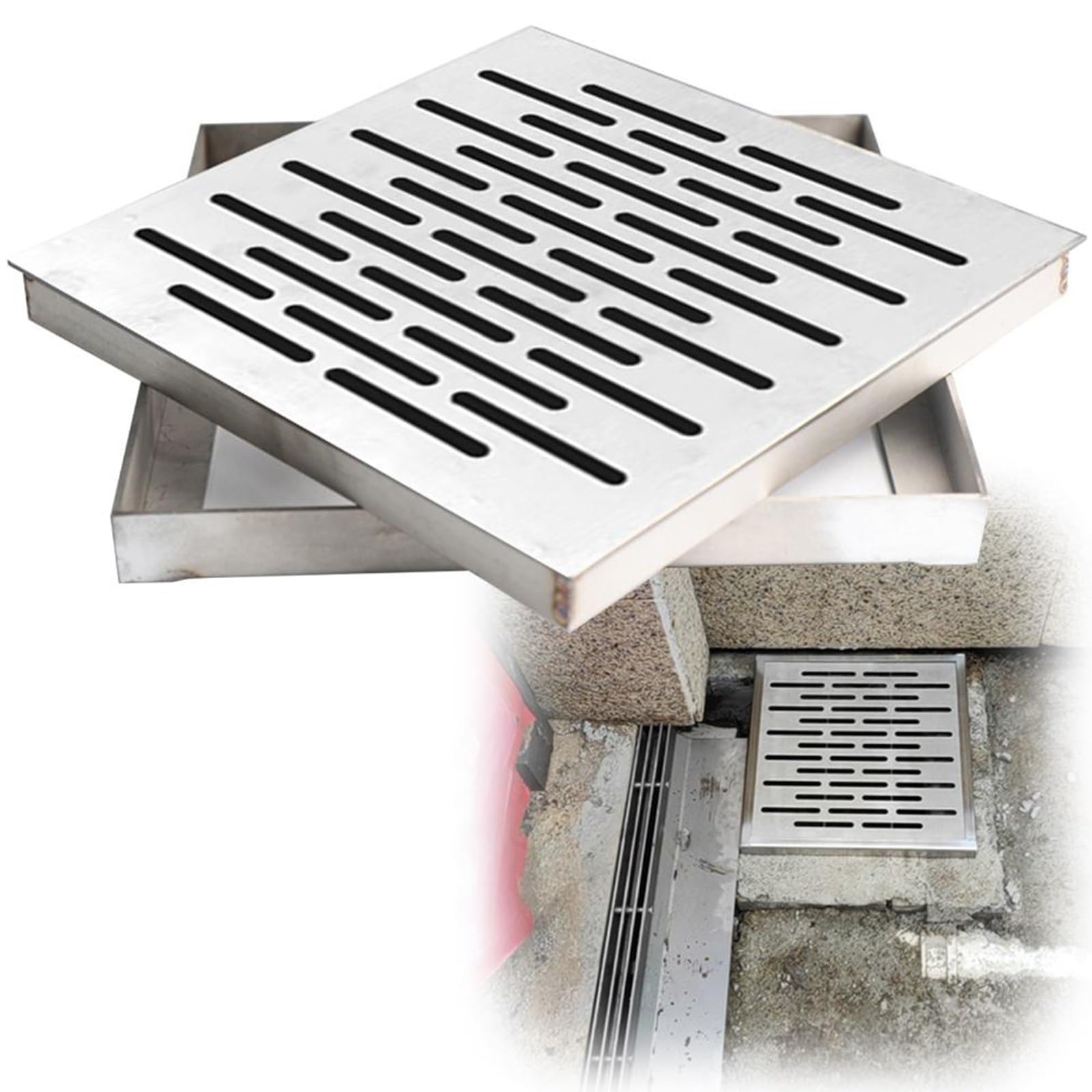 Grille de vidange 20 x 20 cm idéale pour aménager un jardin moderne