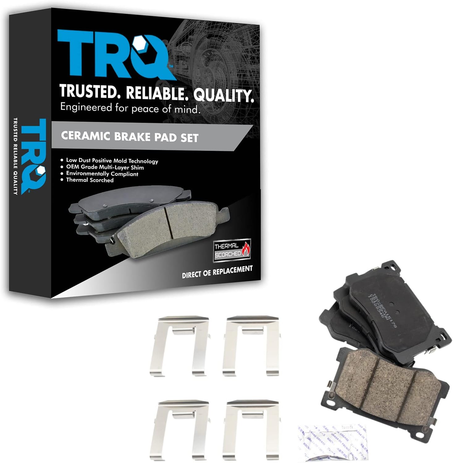 TRQ Front Brake Pads Ceramic Compatible with 2017-2019 Genesis G80 2015-2016 Hyundai 2016-2017 Kia K900
