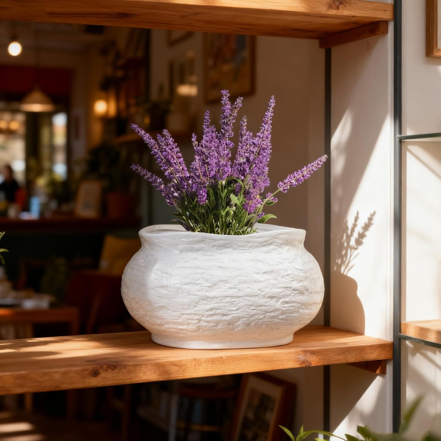 OXART 12 inch Plant Pot, Ceramic Planters Pots for Plants Indoor, Large Pots for Plants with Drainage, Outdoor Flower Pot for Succulent, Snake Plant and Pothos Home Office, White