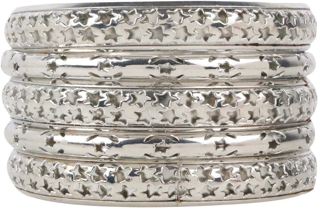 Star Silver Alloy Bangle Set of 5 for Women