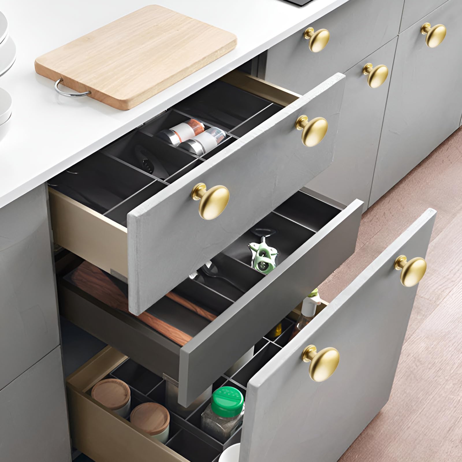 8 Pomoli Dorati Per Mobili - Diametro 29mm Con Viti | Maniglie Per Cassetti E Ante In Lega Di Zinco