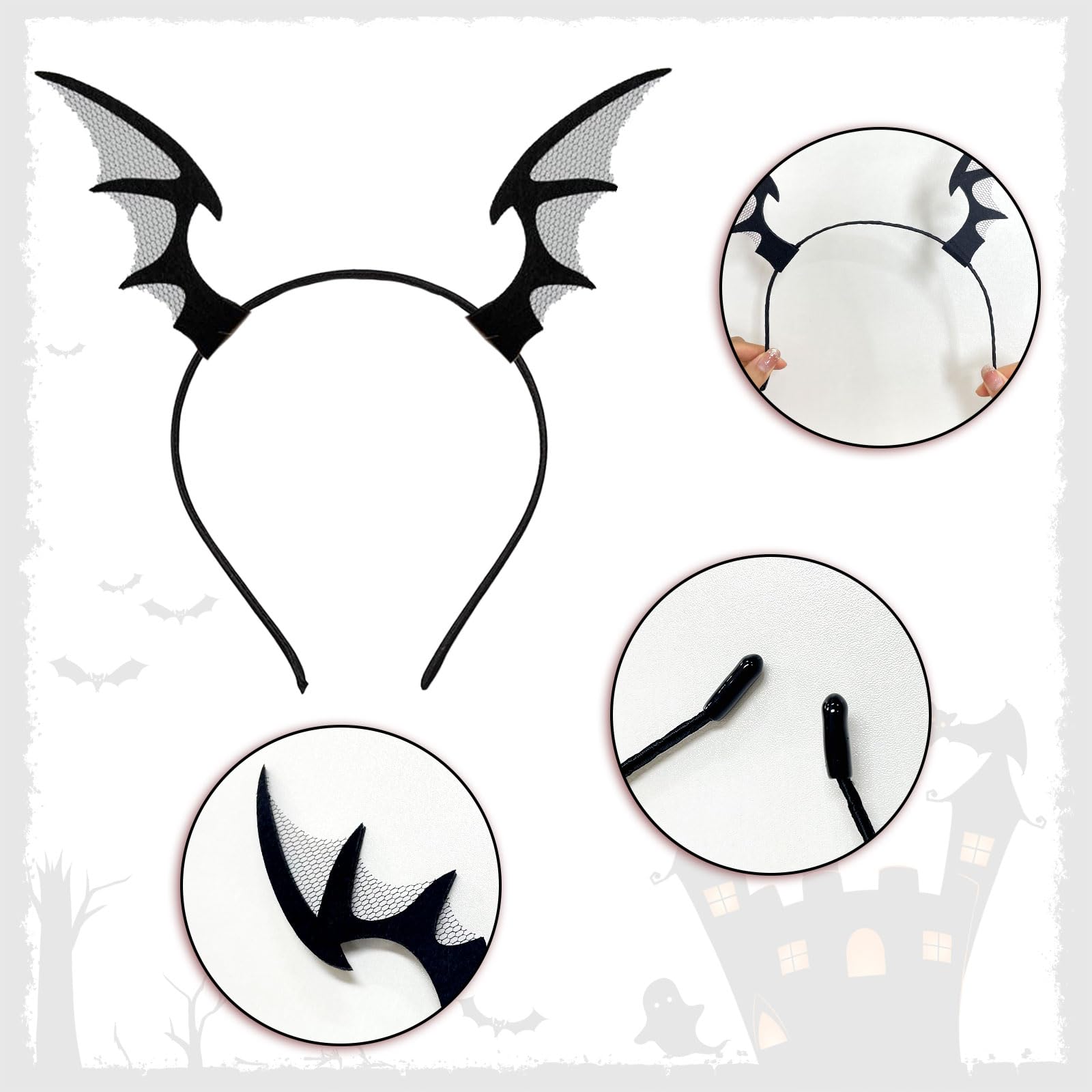 UILYNIU 3 PCS Halloween Headbands for Women Girls Black Spider Web Headband Bat Headbands Halloween Demon Headband Halloween Costume Accessory Headdress for Halloween Party Carnival (3Pcs - Image 3