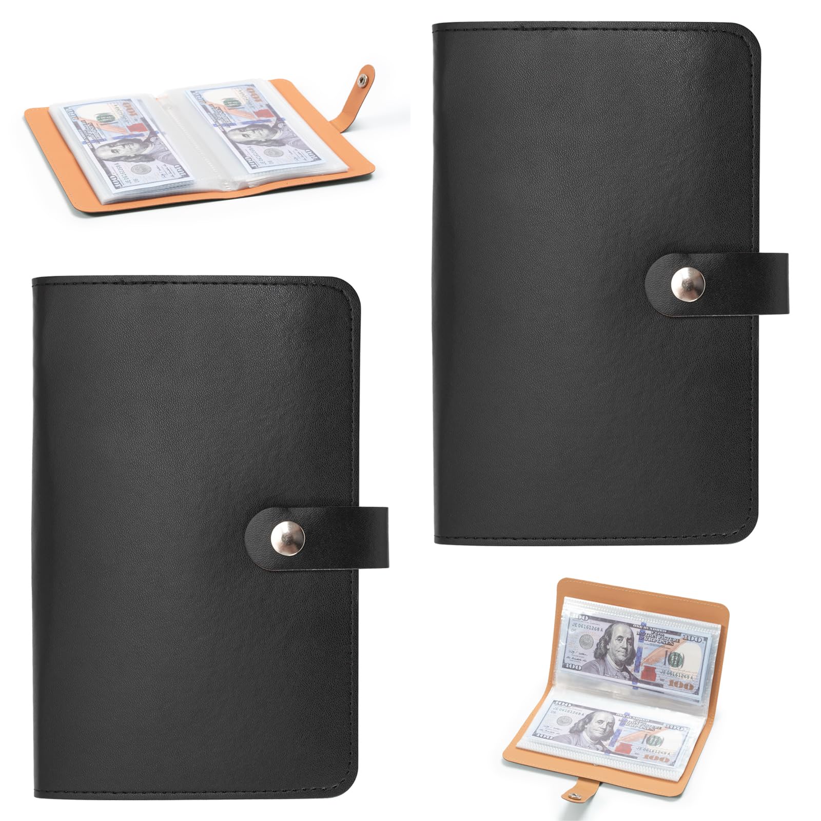 Zouwel 2Pack 100 Envelopes Money Saving Challenge Wallet, Cash Budget Binder with Black Saving Notebook, Savings Challenge Book Organiser Folder for Home, Office, Couples
