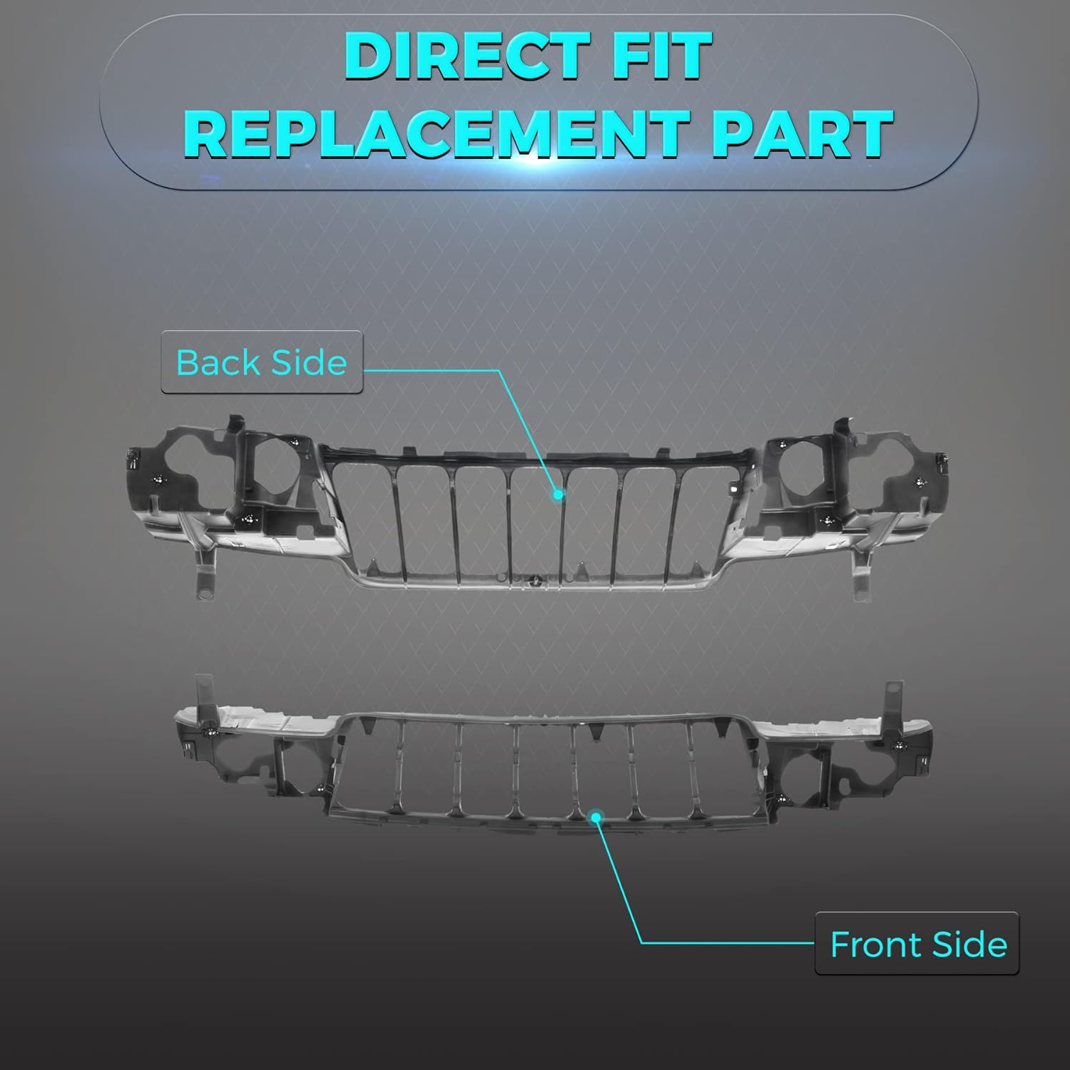 Replacement Parts Front Header Panel Plastic Compatible With Grand Cherokee1999 2000 2001 2002 2003 Fits 55155498 CH1220116