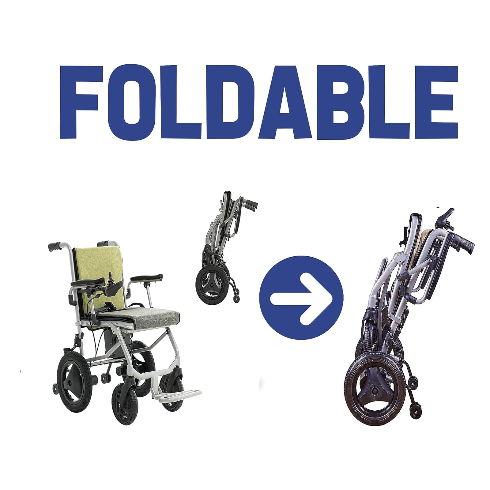 Sedia a rotelle elettrica pieghevole, sedie a rotelle facili da usare per adulti Sedia elettrica pieghevole leggera