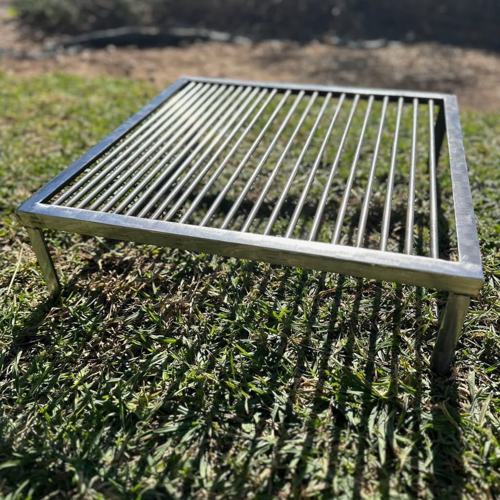 Ruszt do grillowania 50 x 50 x 15 cm stały pręt ze stali węglowej o grubości 8 mm super wytrzymały argentyński design. Nic Store BBQ