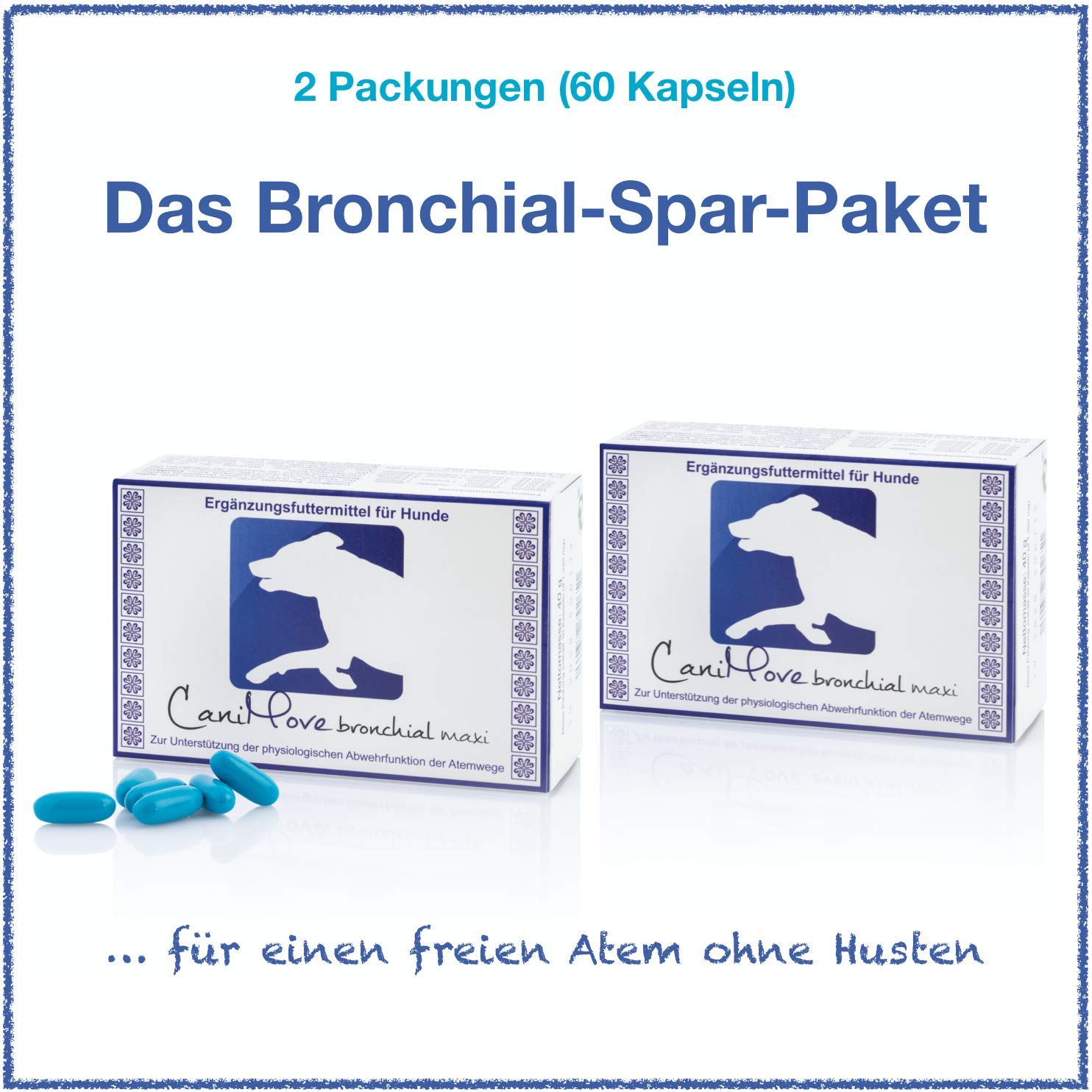 bronchial Maxi Doppelpack (2 x 30 Kapseln) Ergänzungsfuttermittel für Hunde zur Linderung von Husten
