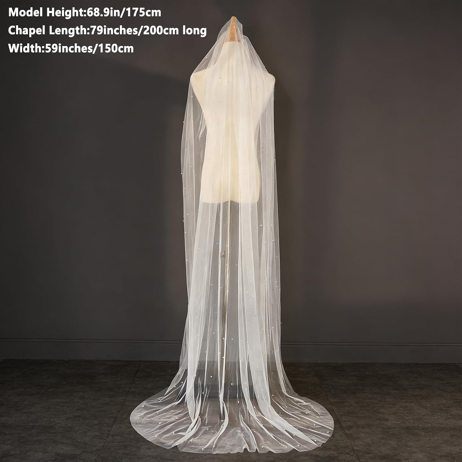 Pearl Wedding Bridal Veil with Metal Comb 79In Ivory Wedding Veil for Wedding Engagement Bridal Shower image 2