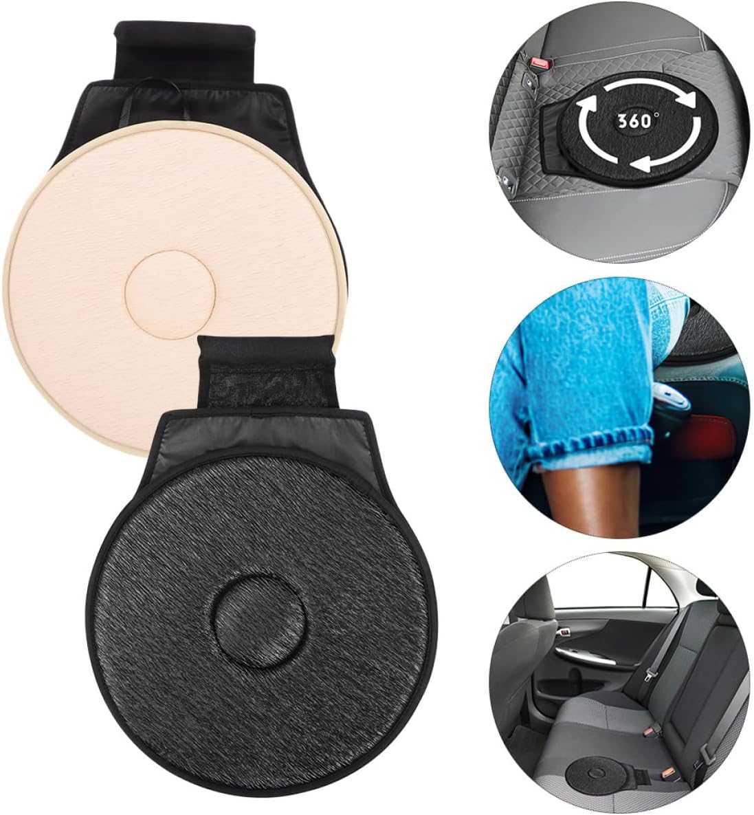 2pcs Swivel Car Seat Cushion Rotating Driver Seat Pad Pregnancy Belt Comfortable Car Mat Pad