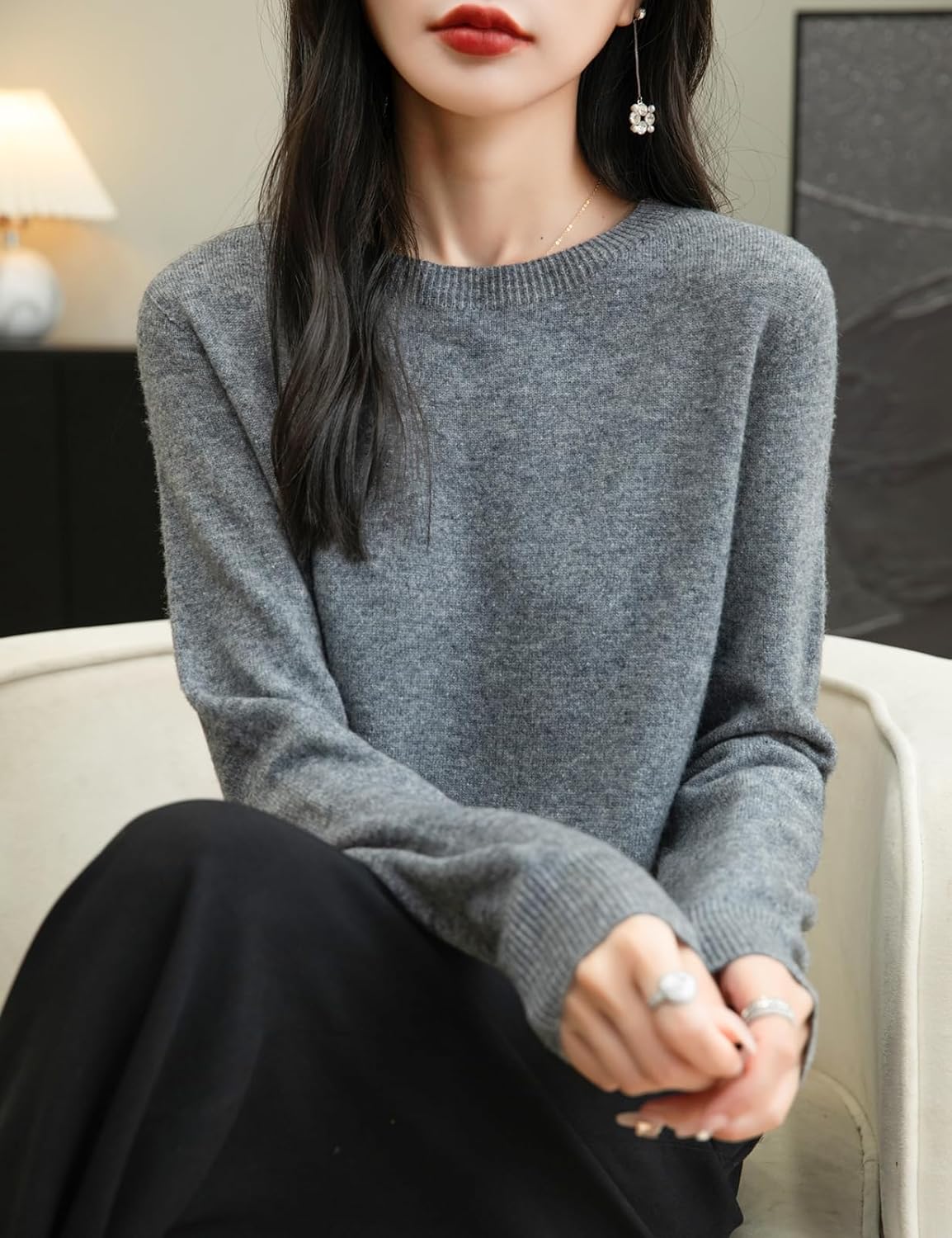 Chanyarn Women's 100% Merino Wool 2025 Fall Winter First-Line Ready to Wear Long Sleeve Seamless Knit Crewneck Sweater - Image 2