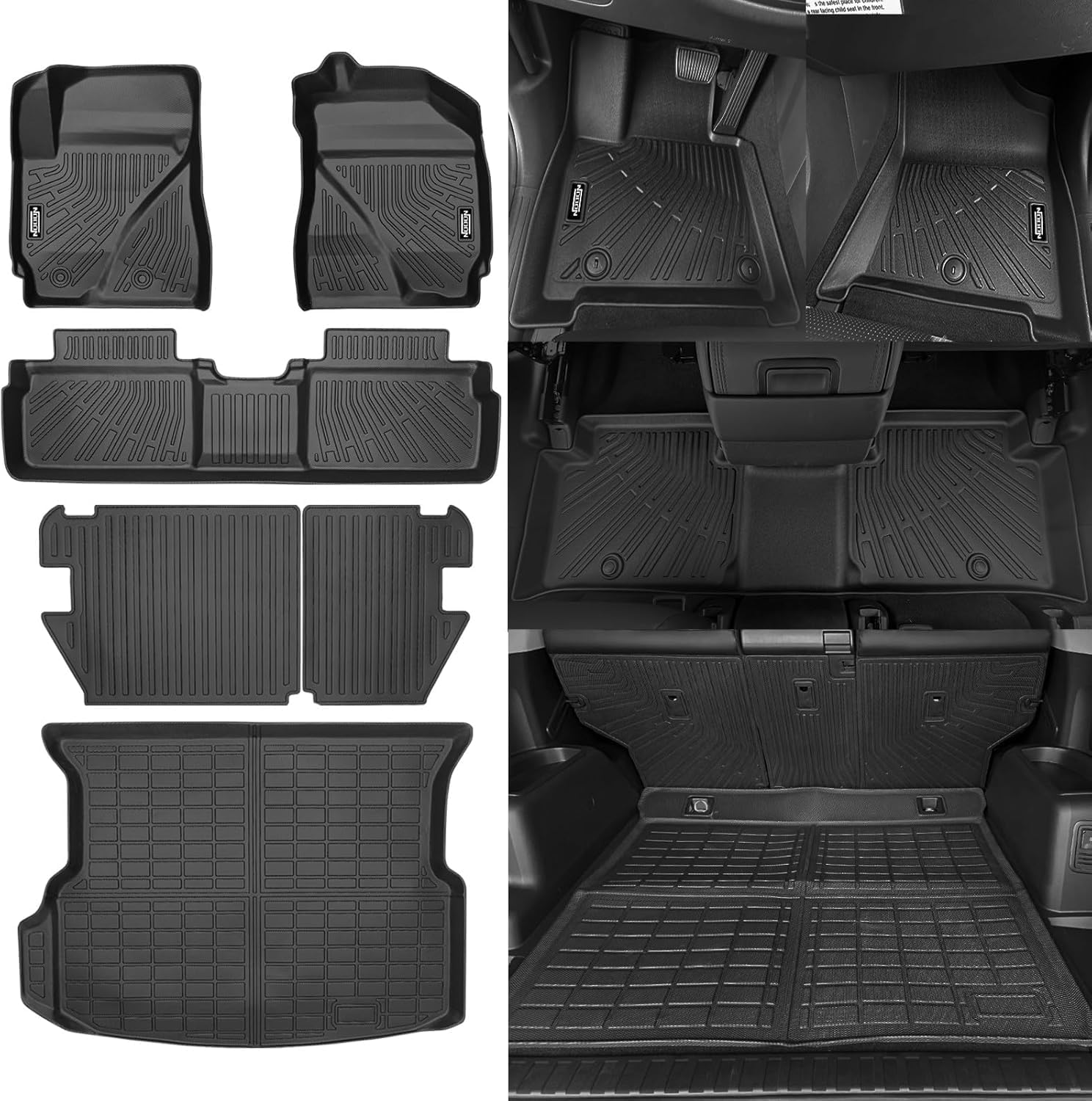 Custom Fit Floor Mats for Ford Escape 2009-2012, for Mazda Tribute & Mercury Mariner 2009-2011, All Weather TPE Floor Liners with Trunk Mat & Backrest Protectors, Full Set Interior Accessories