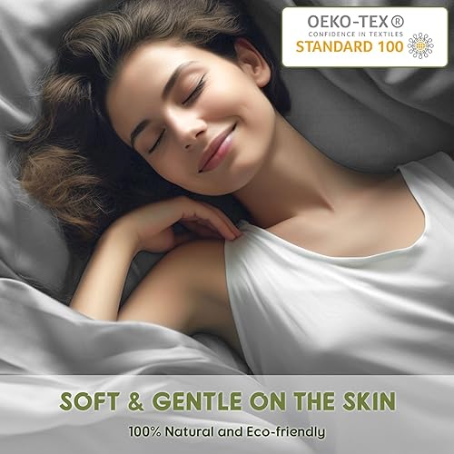 Miniatura 4 de SONORO KATE Sábanas de algodón tamaño King  1000 hilos, juego de sábanas de lujo 100% algodón egipcio, sábanas refrescantes, bolsillo profundo de