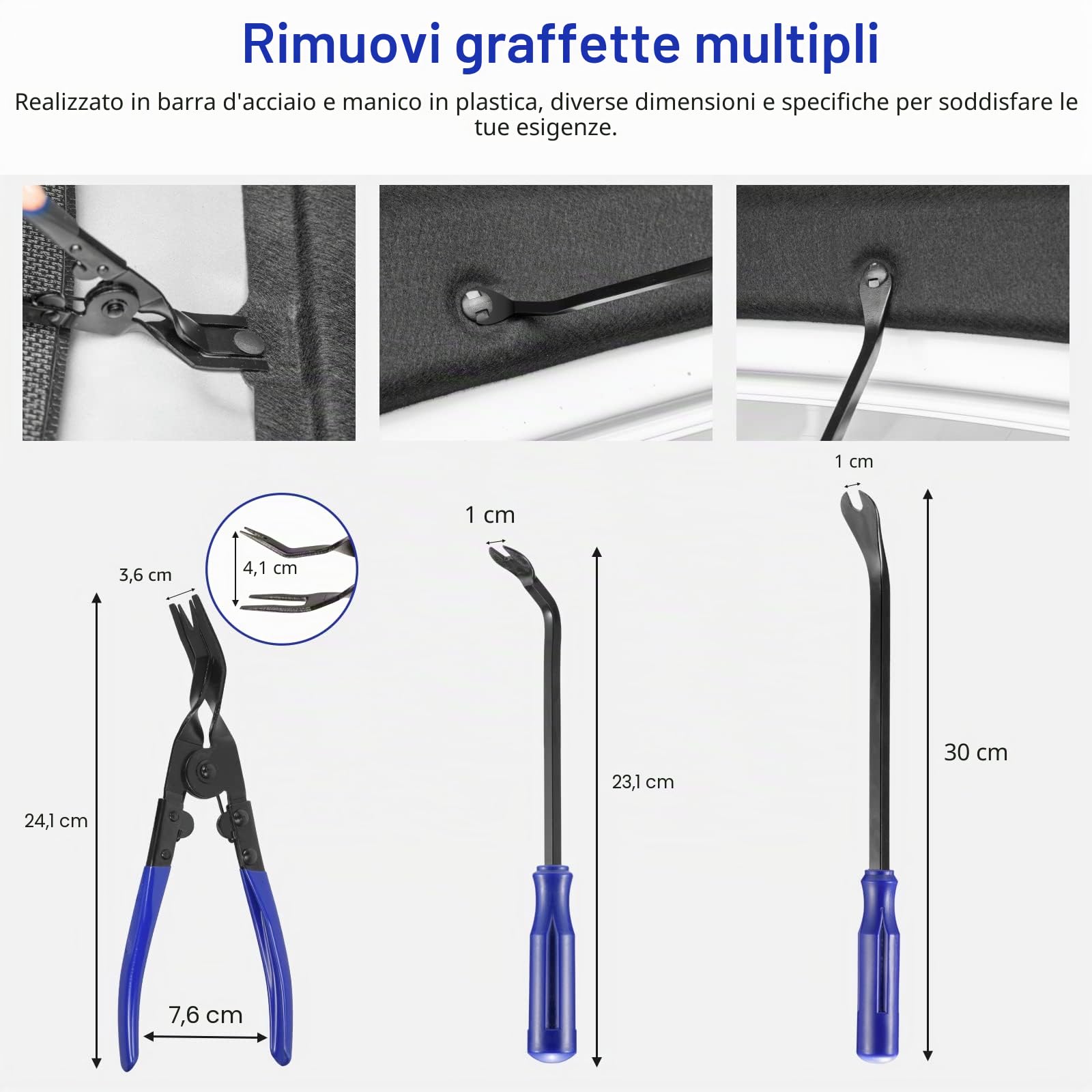 250 Pezzi Kit Smontaggio Pannelli Auto Attrezzi Auto Strumento di Rimozione Auto Cunei di Plastica Leve Kit di Installazione Strumenti per Smontare Pannello Interno Auto Radio (Blu)