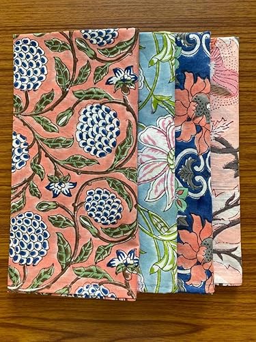 Miniatura 8 de Ridhi Servilletas de cocina para el hogar, 100% algodón, hechas a mano, estampado floral, servilletas de diseño suave (verde salvia)