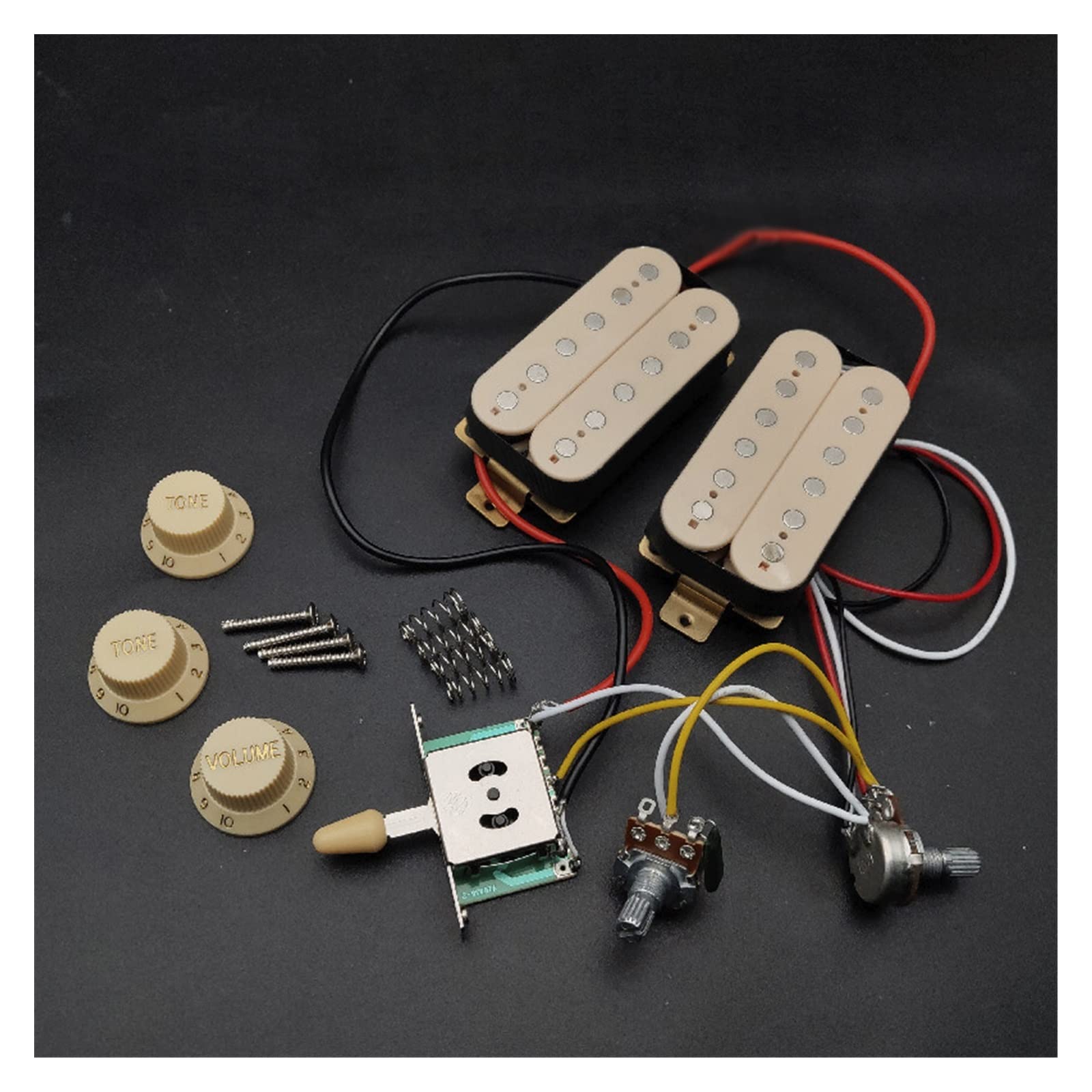 TSTS Kabelbaum Für Zwei Humbucker-E-Gitarren, HH, Vorverdrahtet Mit Tonabnehmer Und 3-Wege-Schalter, 2T1V-Tonabnehmerteile Gitarren-Kabelbaum-Set