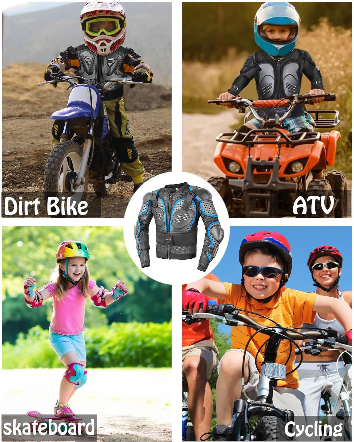 Kids Motorcycle Jacket-Dirt Bike Gear for MTB ATV,Motocross Armor Jacket,Chest Back Elbow Protection for Skateboard Skating