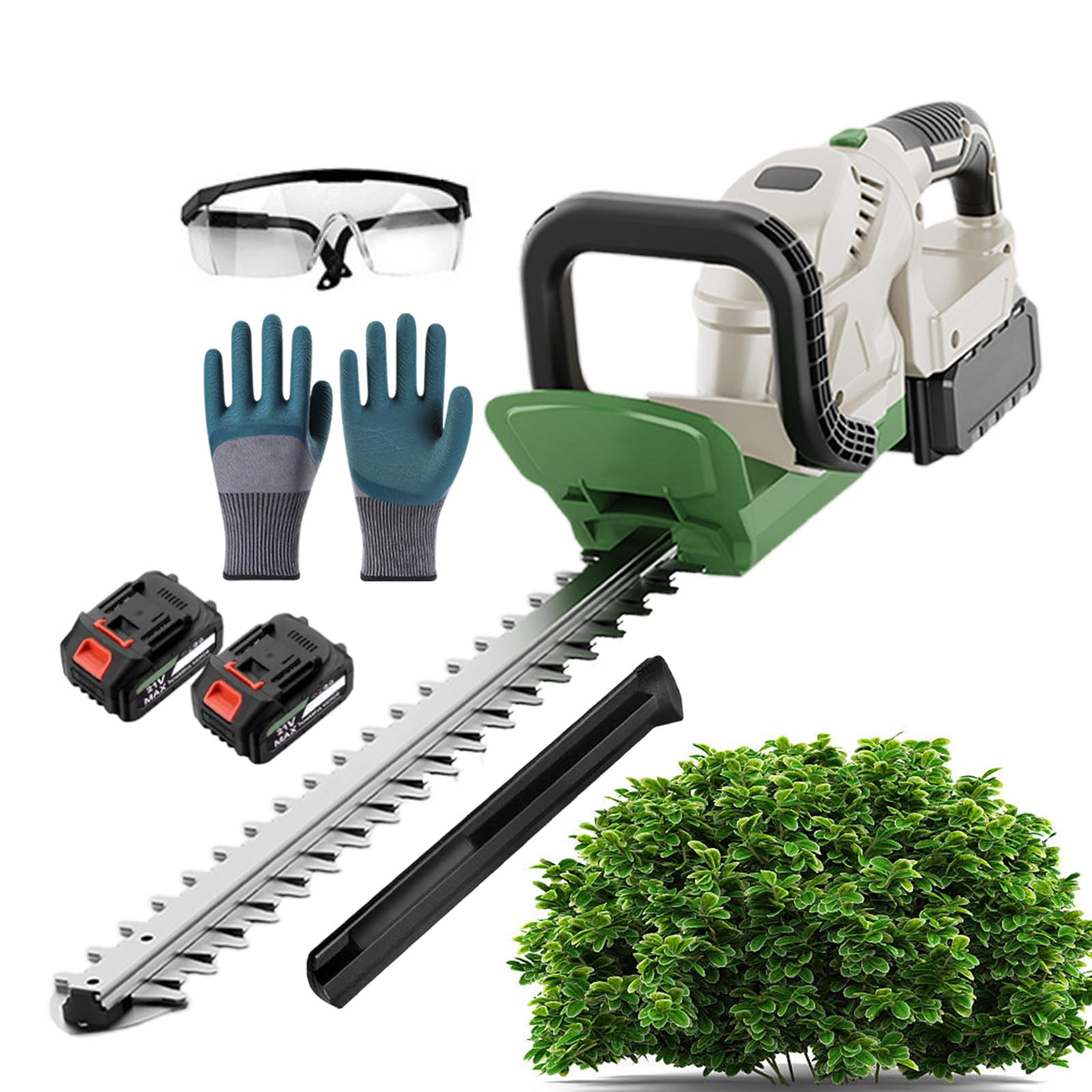 Taille-haies sans fil avec 2 batteries et lame de 51 cm pour jardin