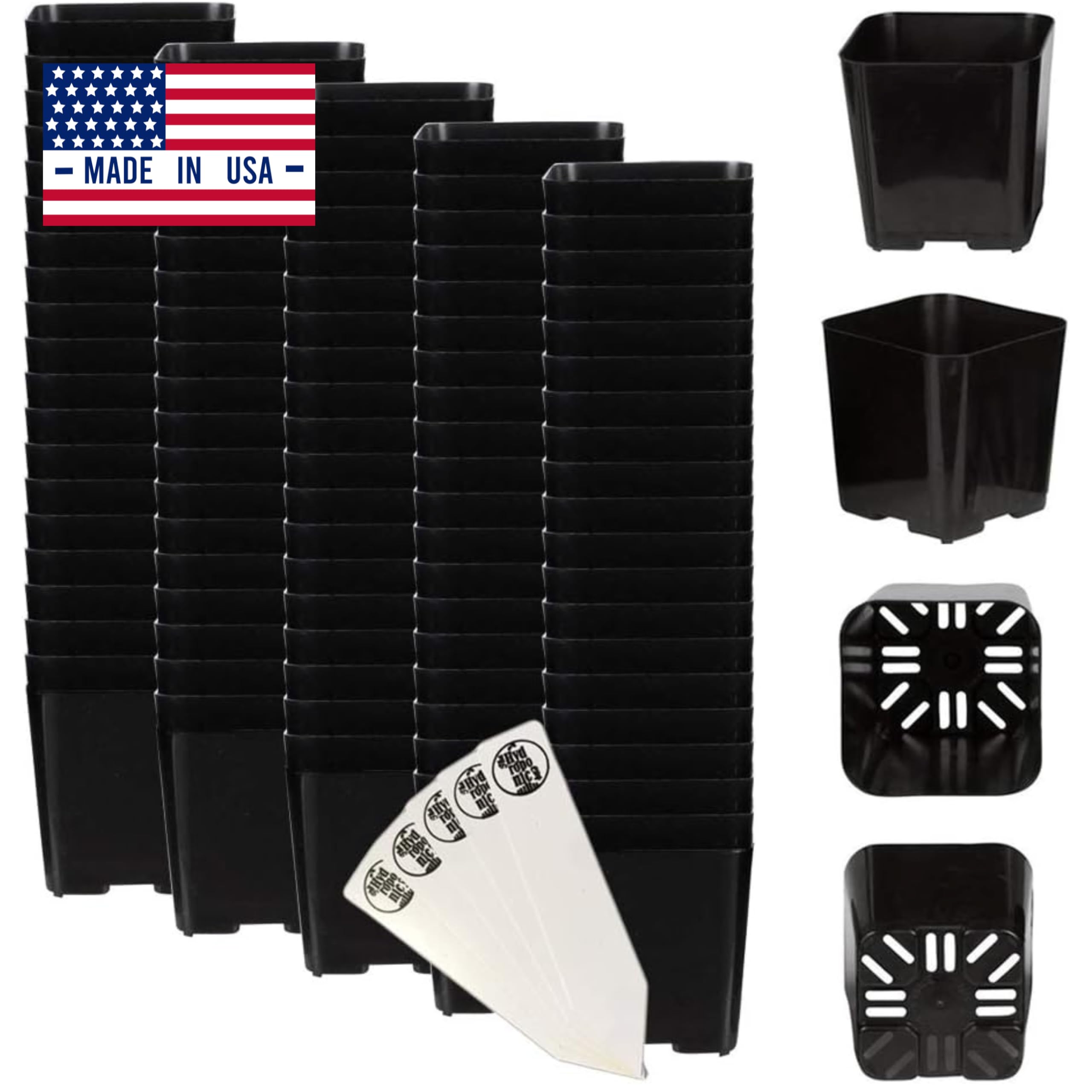 Amazon.com: The Hydroponic City 2 Inch Square Plastic Nursery Pots