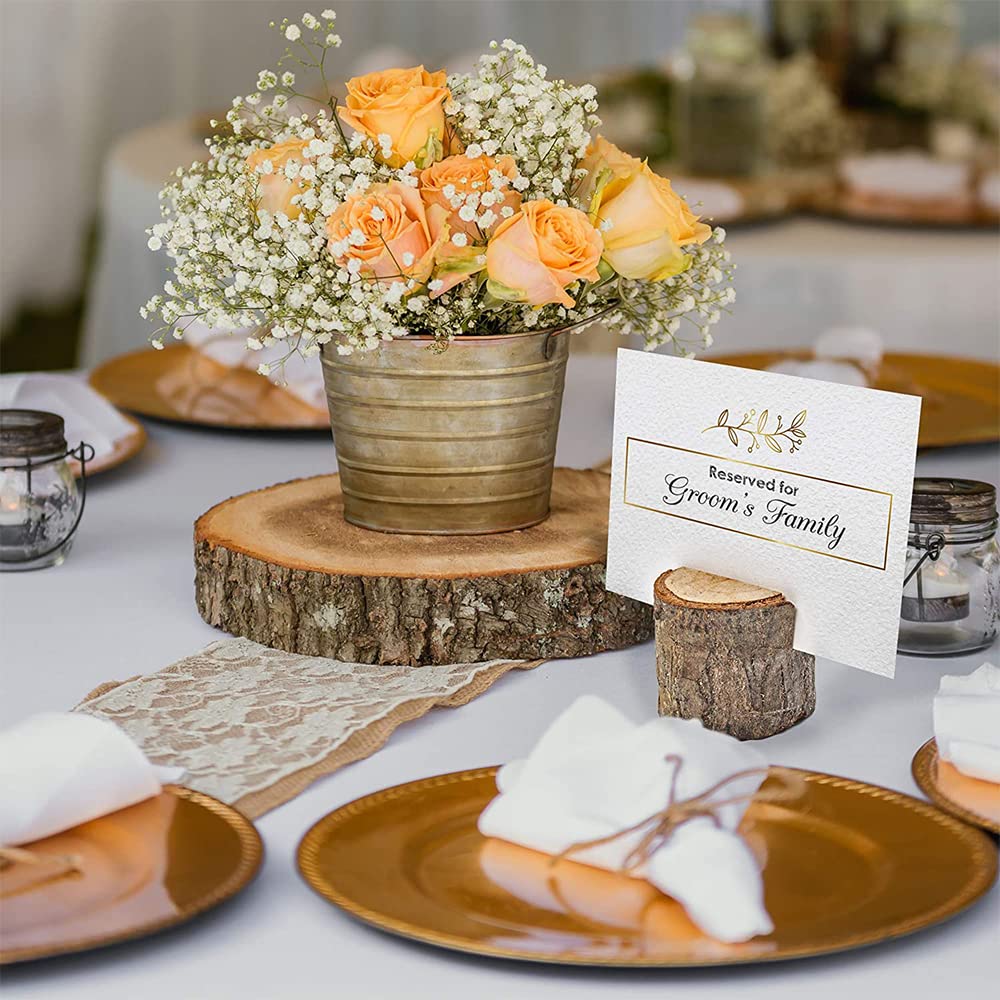 Set 12 Segnaposto In Legno - Porta Menu Per Tavolo, 10x3x2cm, Con Adesivi, Per Matrimoni E Feste - Foto 11