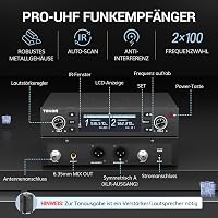 TONOR TW750 Vezeték Nélküli UHF Mikrofon Szett, 2 Tölthető Fém Mikrofon Fénygyűrűvel, 100m Hatótáv, Auto Scan Funkcióval Karaoke Partikhoz 5