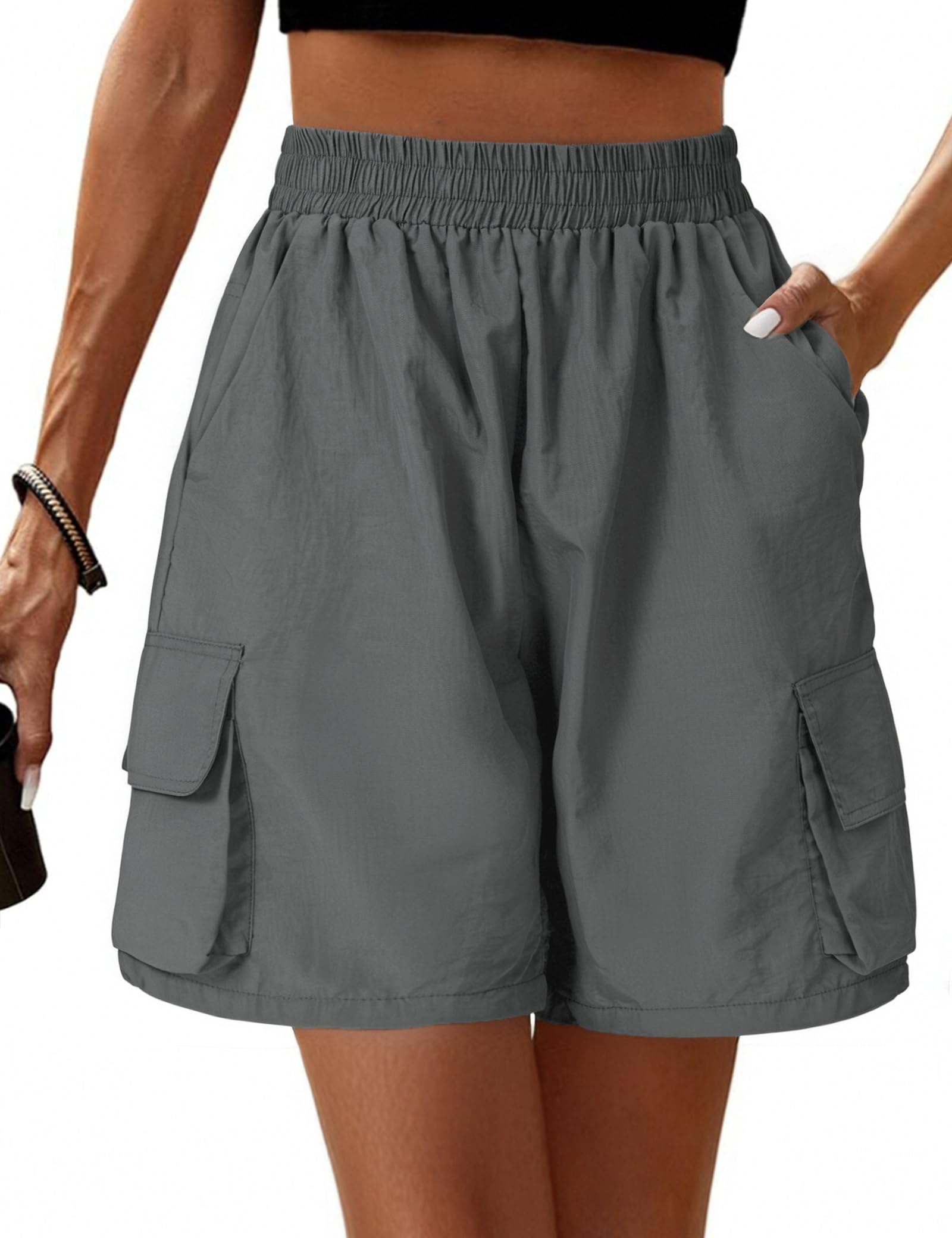 Totatuit Donna Pantaloncini Cargo Shorts Estivi Sportivo Pantaloni Corti Larghi Shorts Vita Alta Trekking Leggero Escursionismo con Tasche