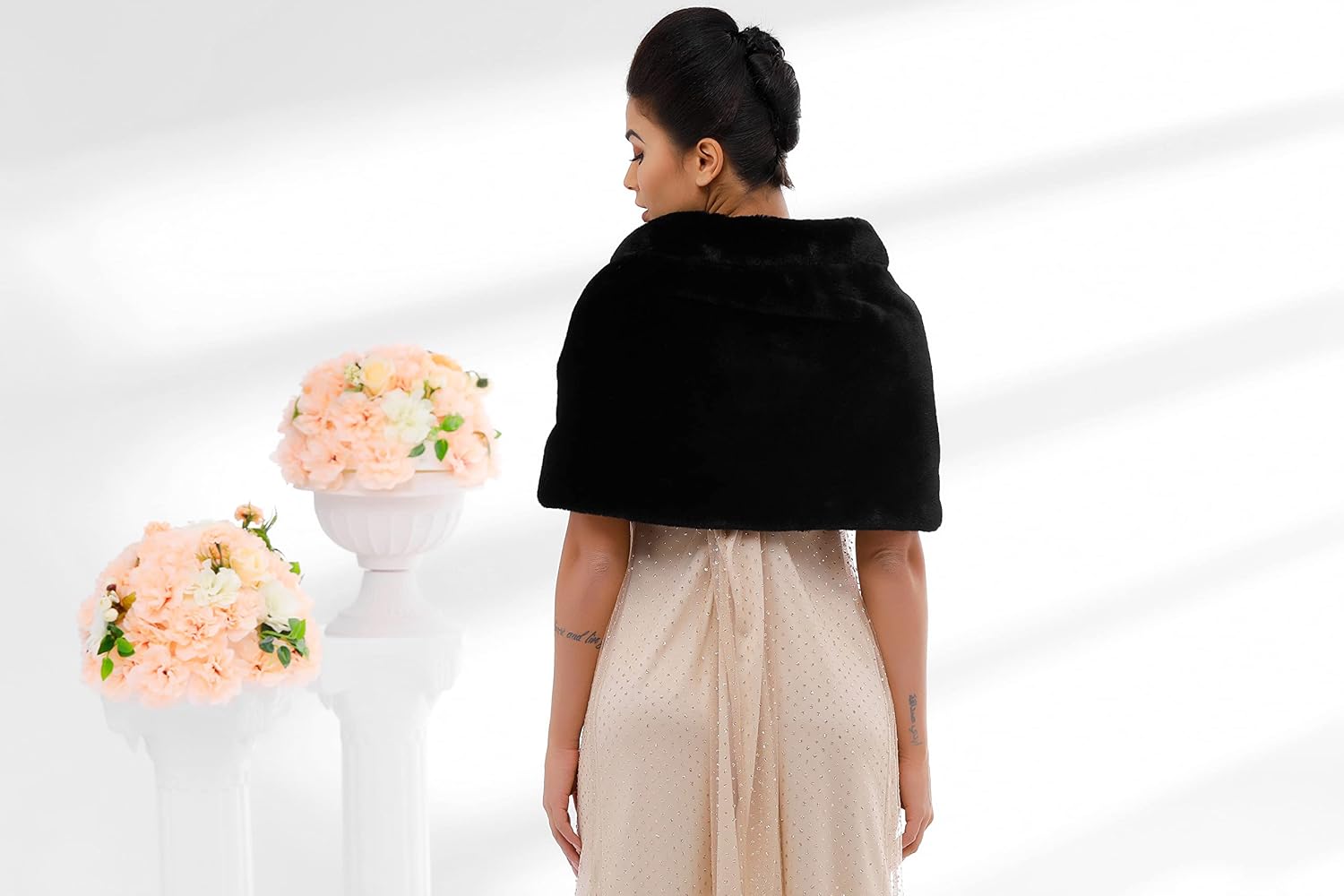 Women's Wedding Faux Fur Shawl Bride Fur Wraps Evening Dresses Faux Stole for Bridal - Image 5