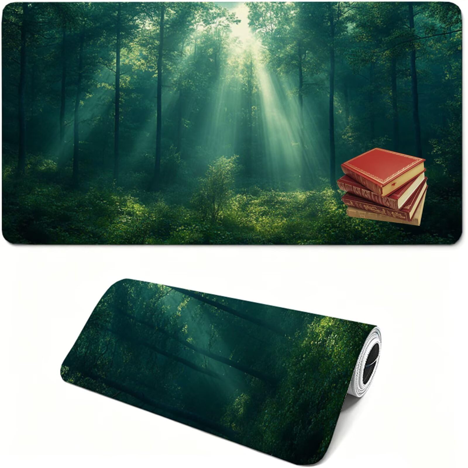 Tappetino Mouse XXL, 1400x600x3mm Tappetino per Mouse con verde, Tappetino Scrivania da Gaming in Gomma Antiscivolo di Grande Dimensione per Computer Gamer Luce estiva XF-13