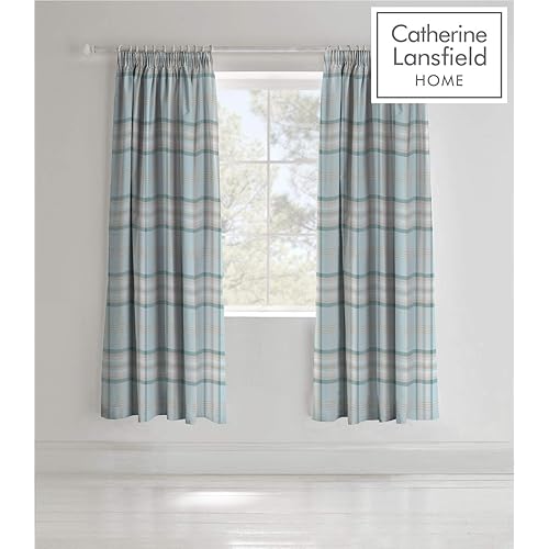 Blue Check Curtains Amazon Co Uk