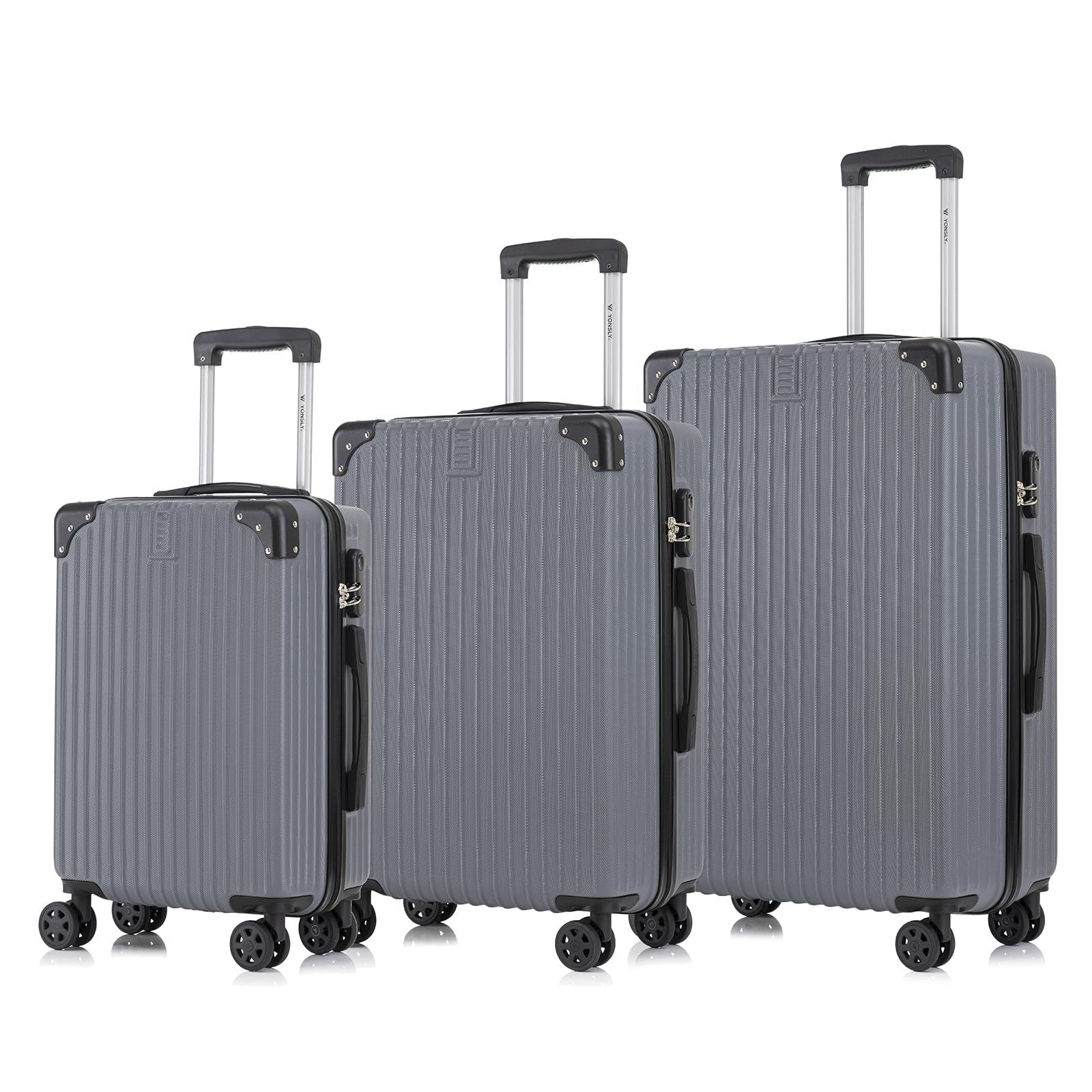 yonsly Koffer Suitcase, Trolley Reisekoffer, Rollkoffer Handgepäck mit 4 Rollen 360°, ABS Hartschalen, Sicherheitsschloss, Weicher Gummigriff, 210D-Futter