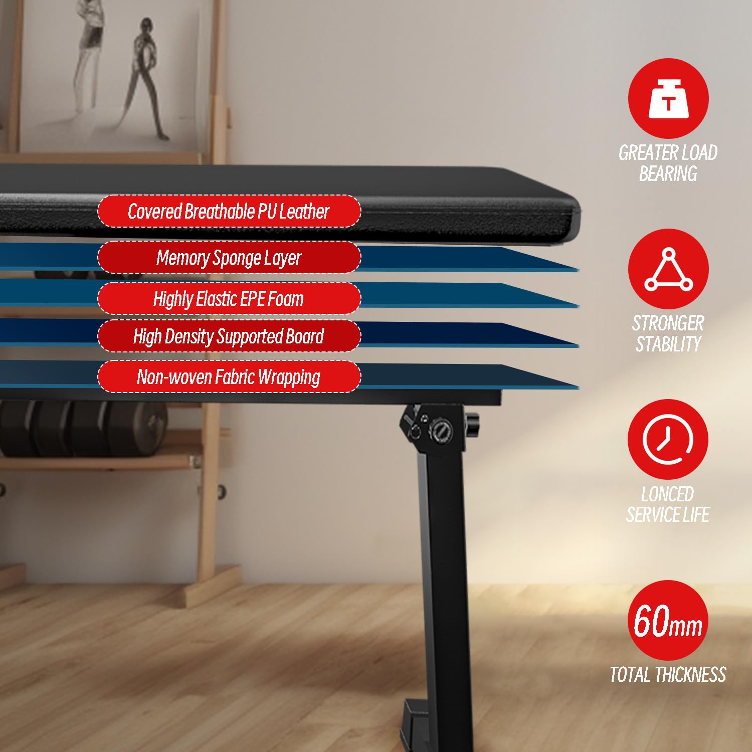 Flat Bench, Flat Weight Workout Exercise Bench Easy,Assembly,Foldaway Bench for Adjustable Dumbbells or an Adjustable Dumbbell Set,Strength Training Bench Press