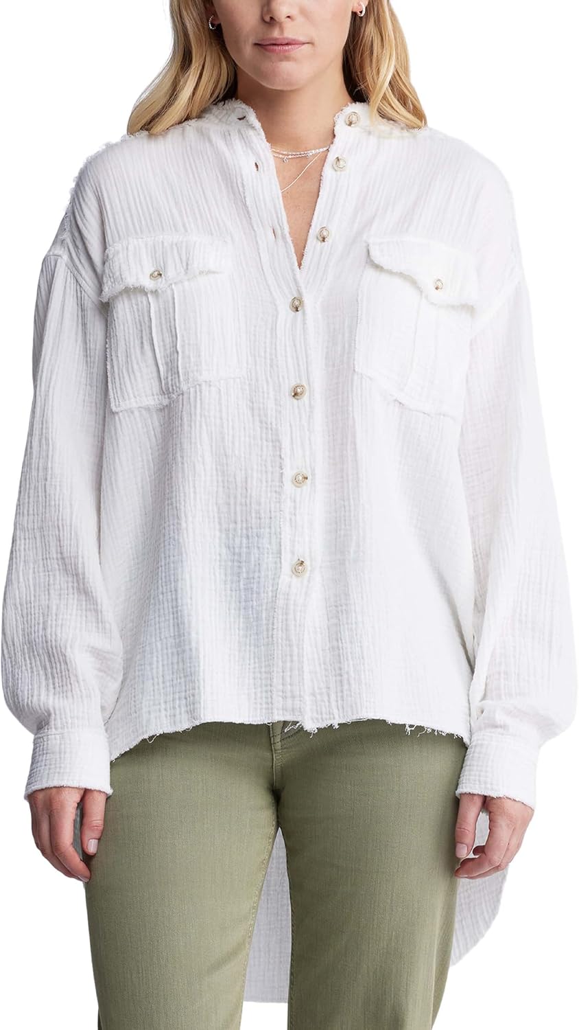 Buffalo David Bitton Womens Taylee Oversized Long Sleeve Button Down Shirt