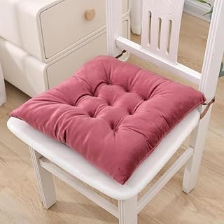 Alfombrillas para Silla con Lazos, Antideslizantes para Cocina, de Oficina Y Cuadradas para Salón, Color Rosa, 35 X 35 X 3 cm