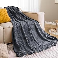 Vista 105 de inhand Knitted Throw Blankets for Couch and Bed, Soft Cozy Knit Blanket with Tassel, Black Lightweight Decorative Blankets and Throws, Farmhouse