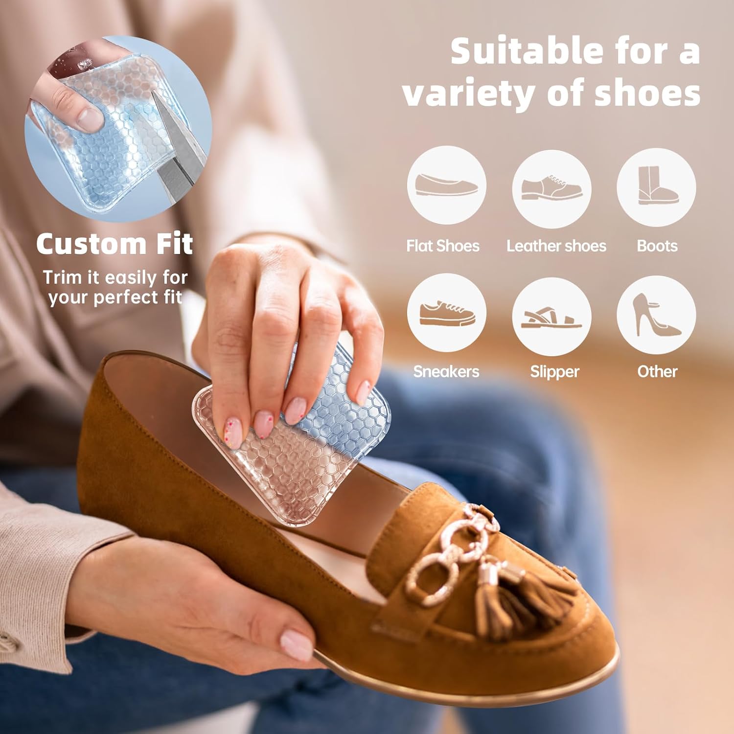 Arch Support Inserts Women for Flat Feet, Gel Arch Inserts for Plantar Fasciitis Relief, Non-Slip Arch Support Pads, Two-Option of Different Heights - Image 5