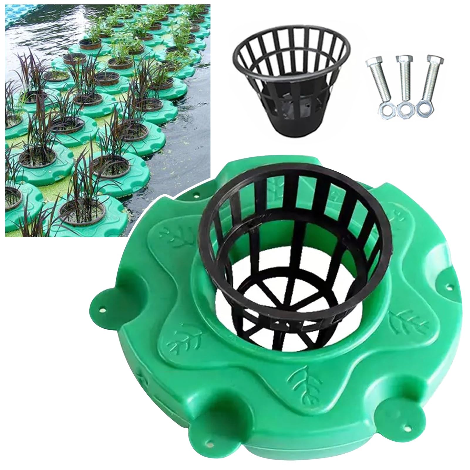 Cesto Galleggiante per Piante acquatiche per laghetto, Grande Isola per Piante acquatiche, valorizza Il laghetto di Koi e Pesci, 33 cm/13 Kit Cesto Galleggiante per Piante acquatiche, conten