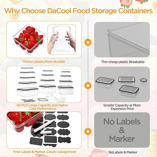 Miniatura 4 de Paquete de 20 recipientes de almacenamiento de alimentos con tapas herméticas, recipientes de plástico más grandes a prueba de fugas, apilables